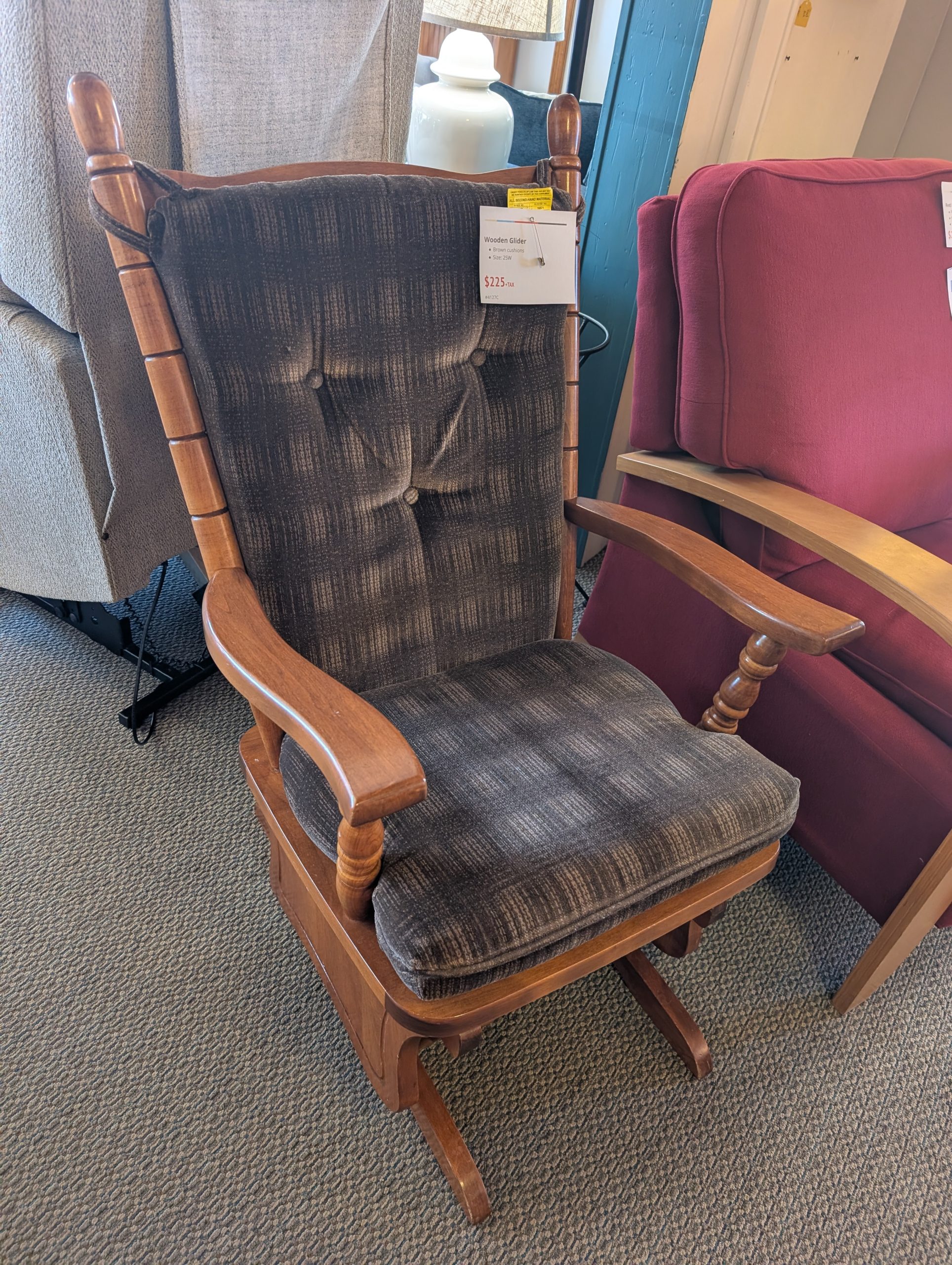 Glider with Brown Cushions