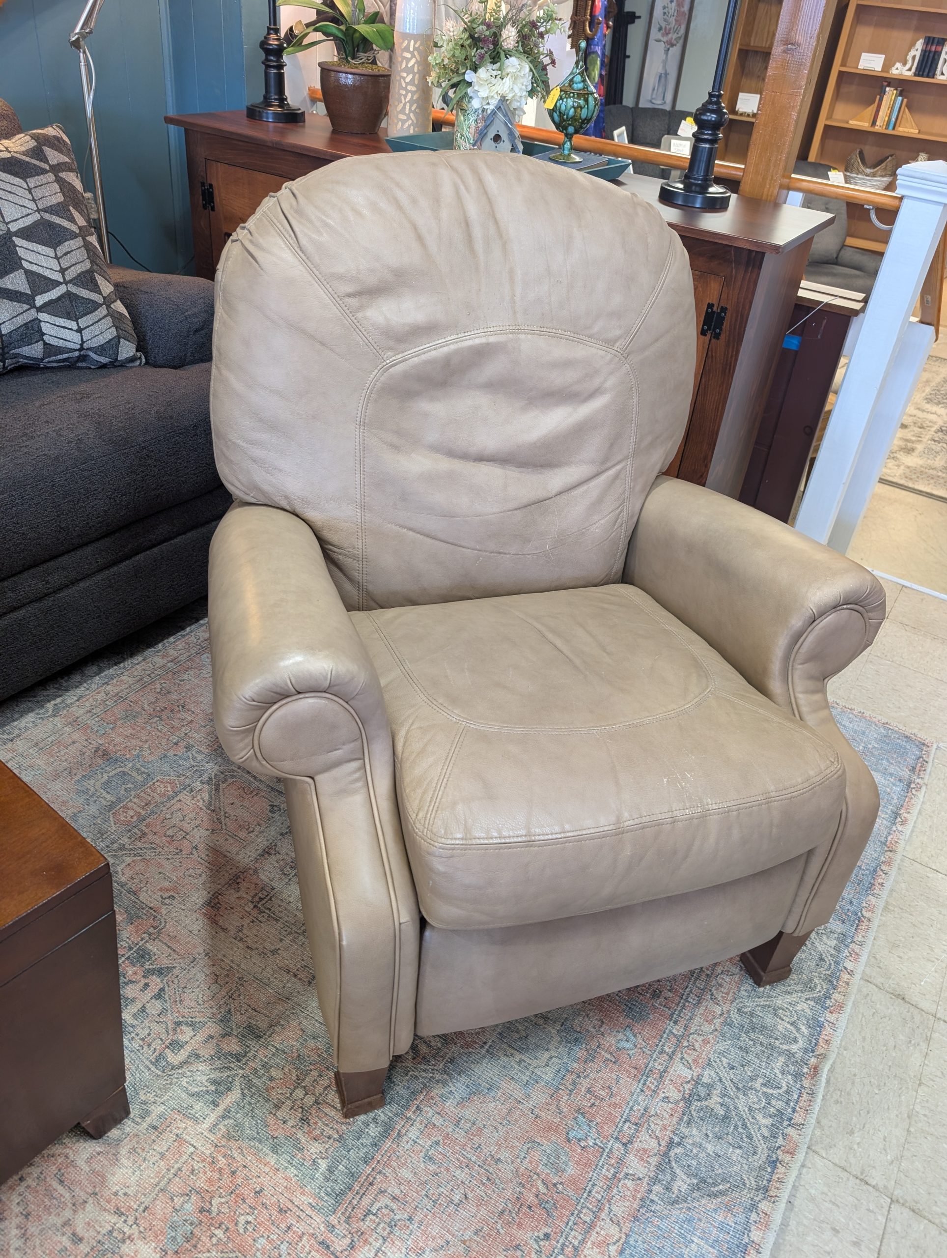 Beige Leather Recliner