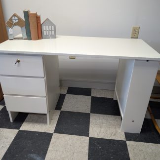 White Desk with End Panel Storage