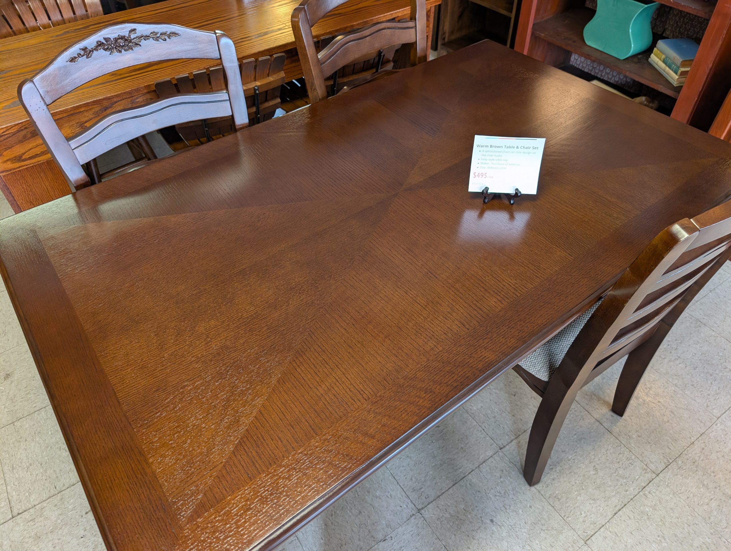 Warm Brown Table & Chair Set - Image 3