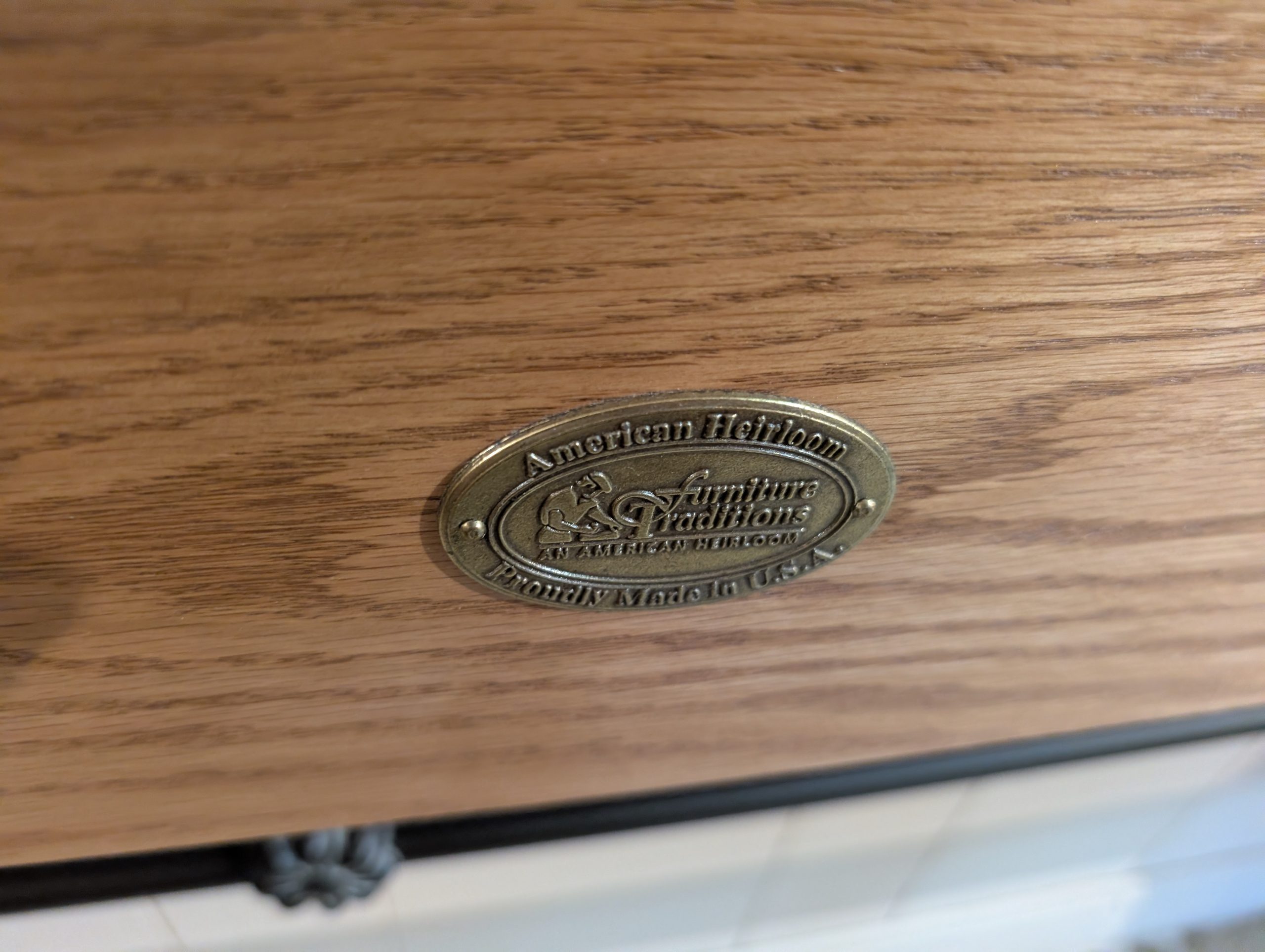 Oak Full Size Headboard with Metal Rails - Image 3