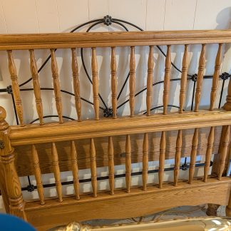 Oak Full Size Headboard with Metal Rails