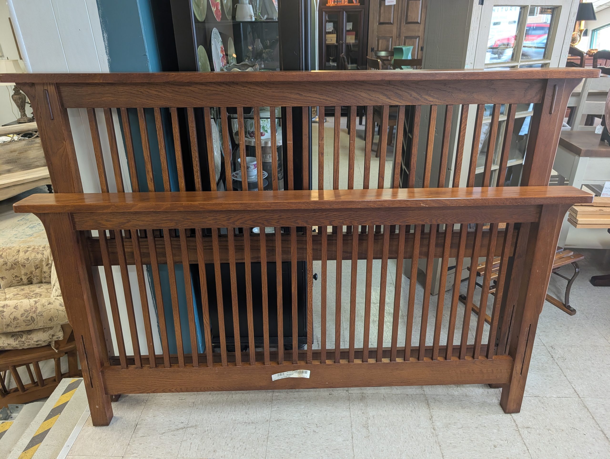 Queen Size Oak Mission Bed