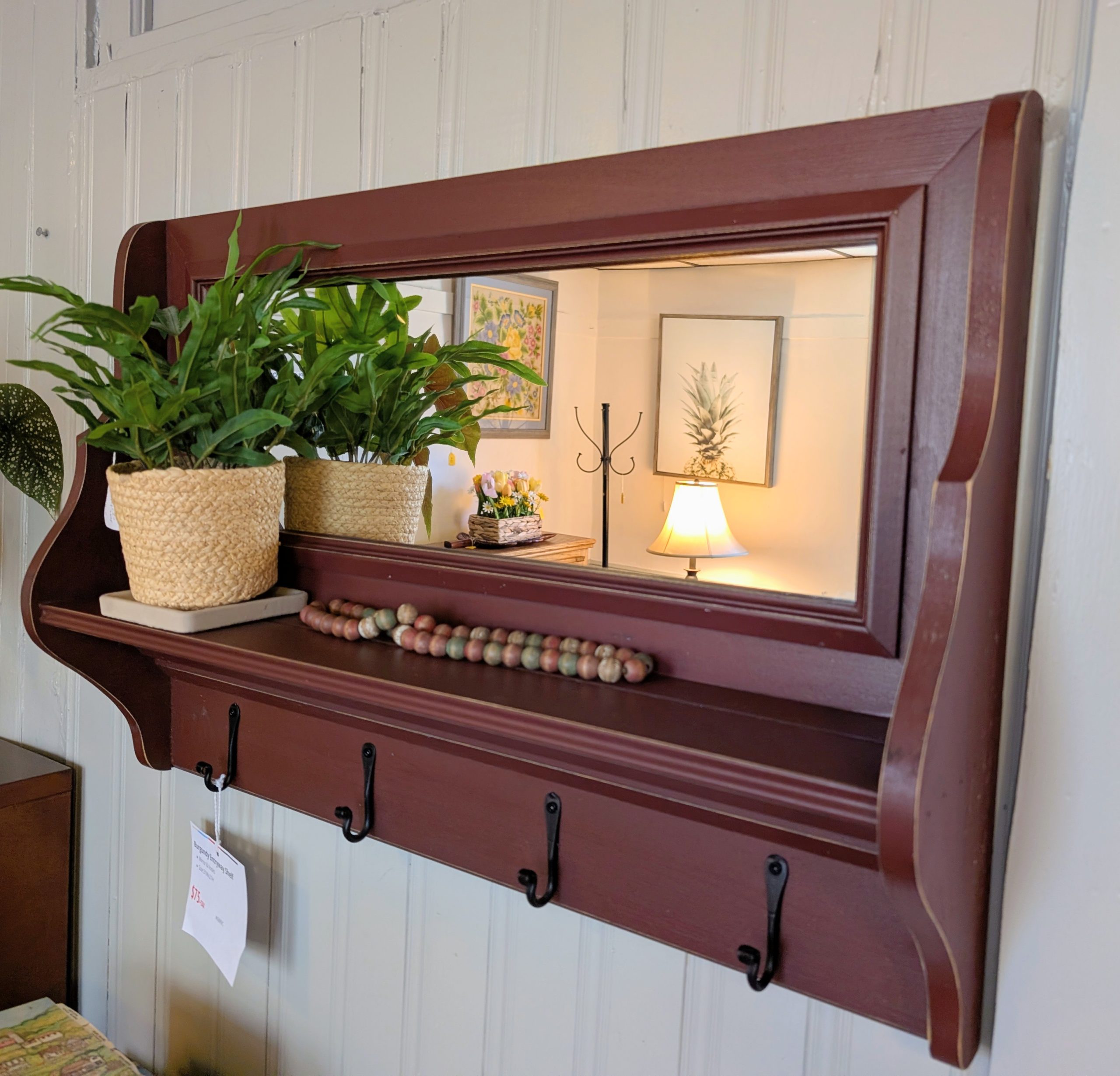 Burgundy Entryway with Mirror - Image 2
