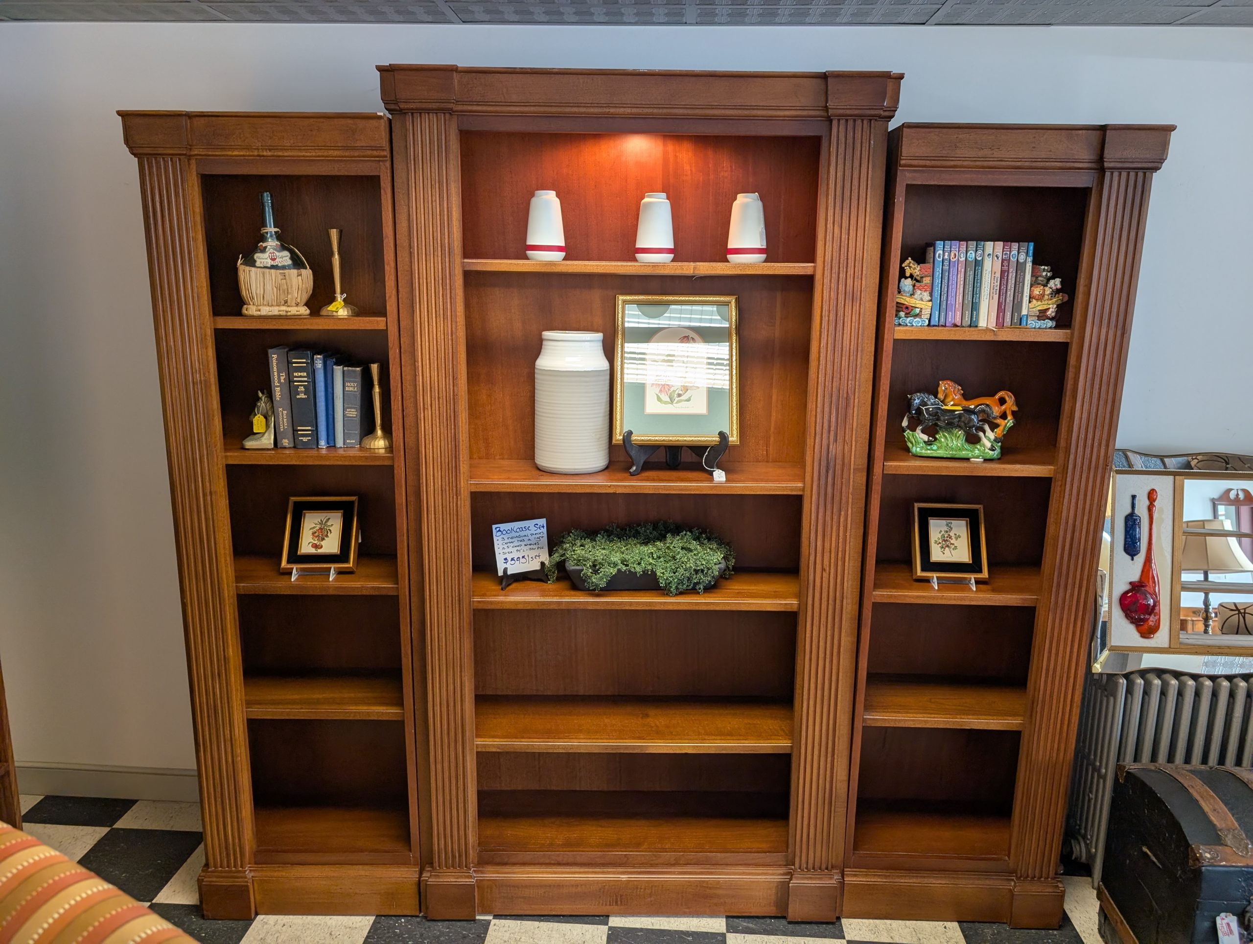 Traditional 3pc Bookcase Set