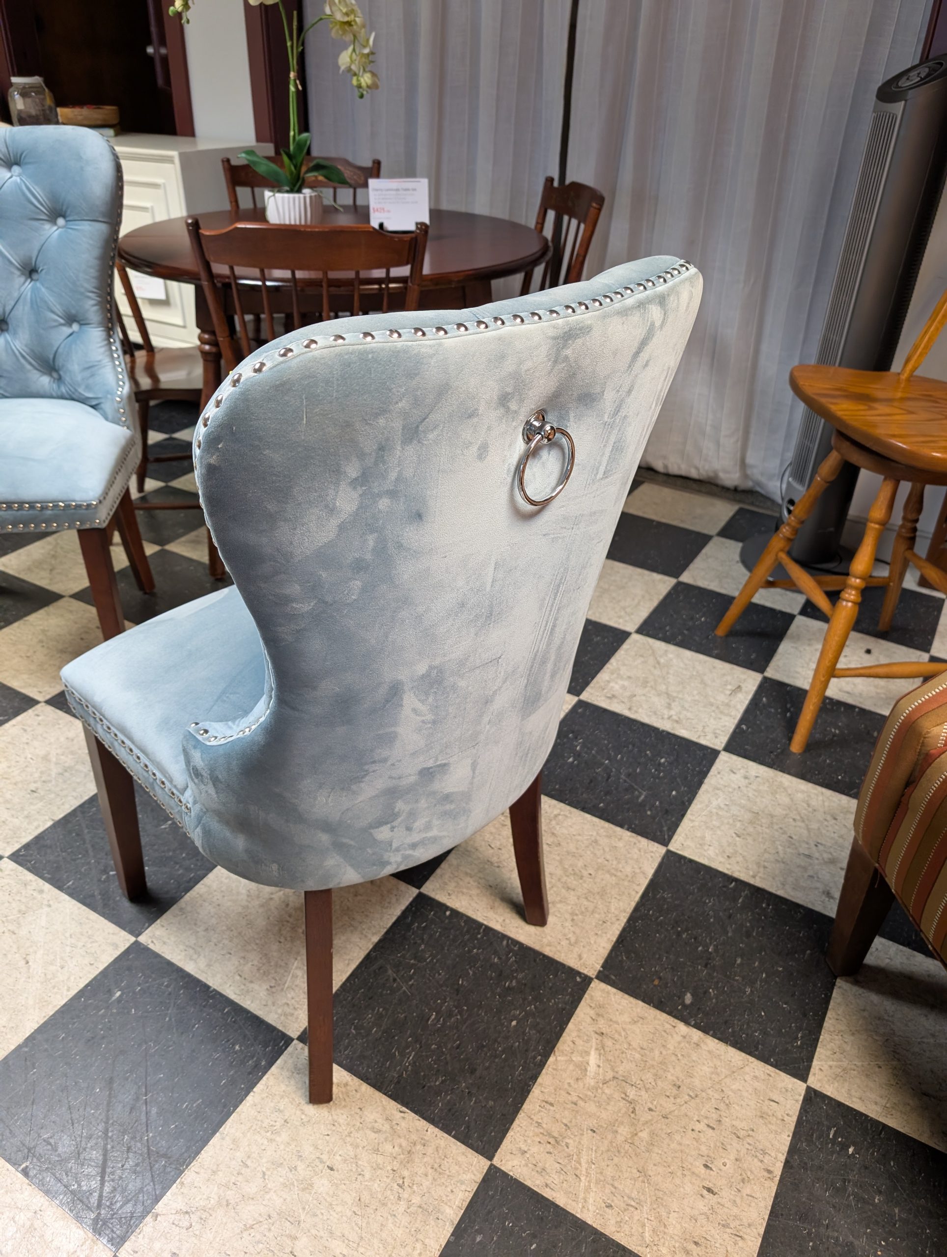 Blue Tufted Chair Set - Image 2