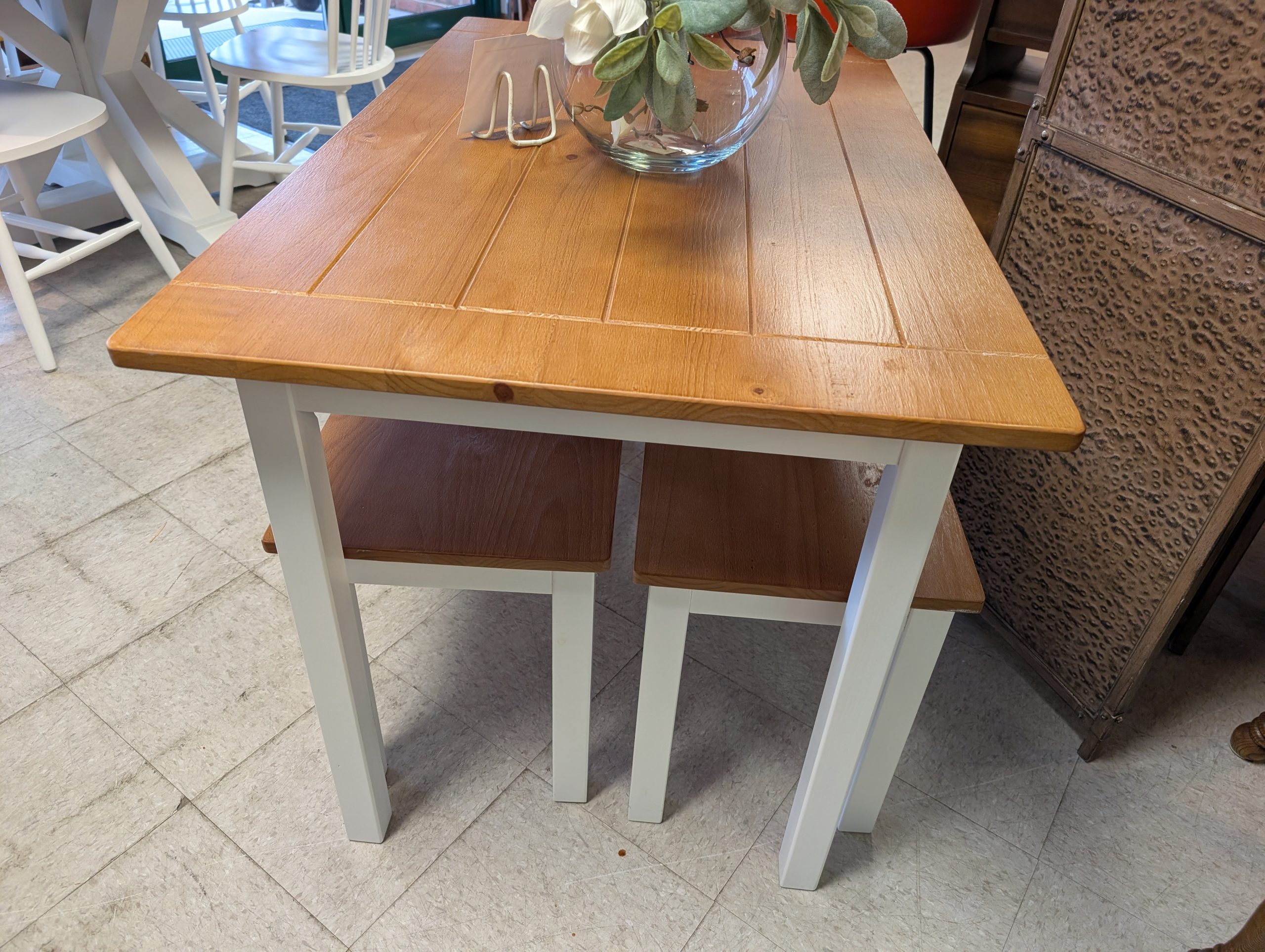 Two-Tone Table with 2 Benches - Image 2