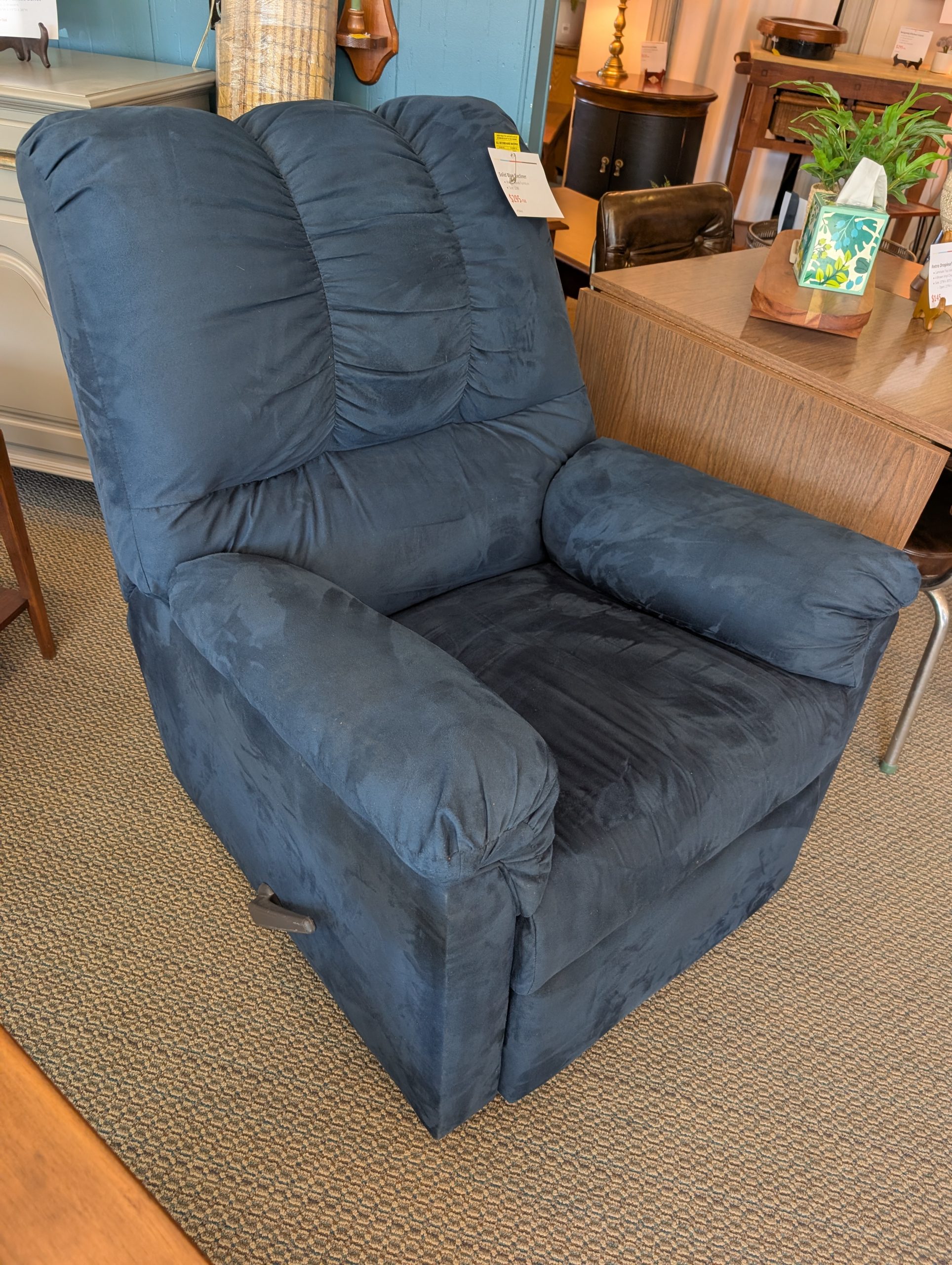 Solid Blue Recliner