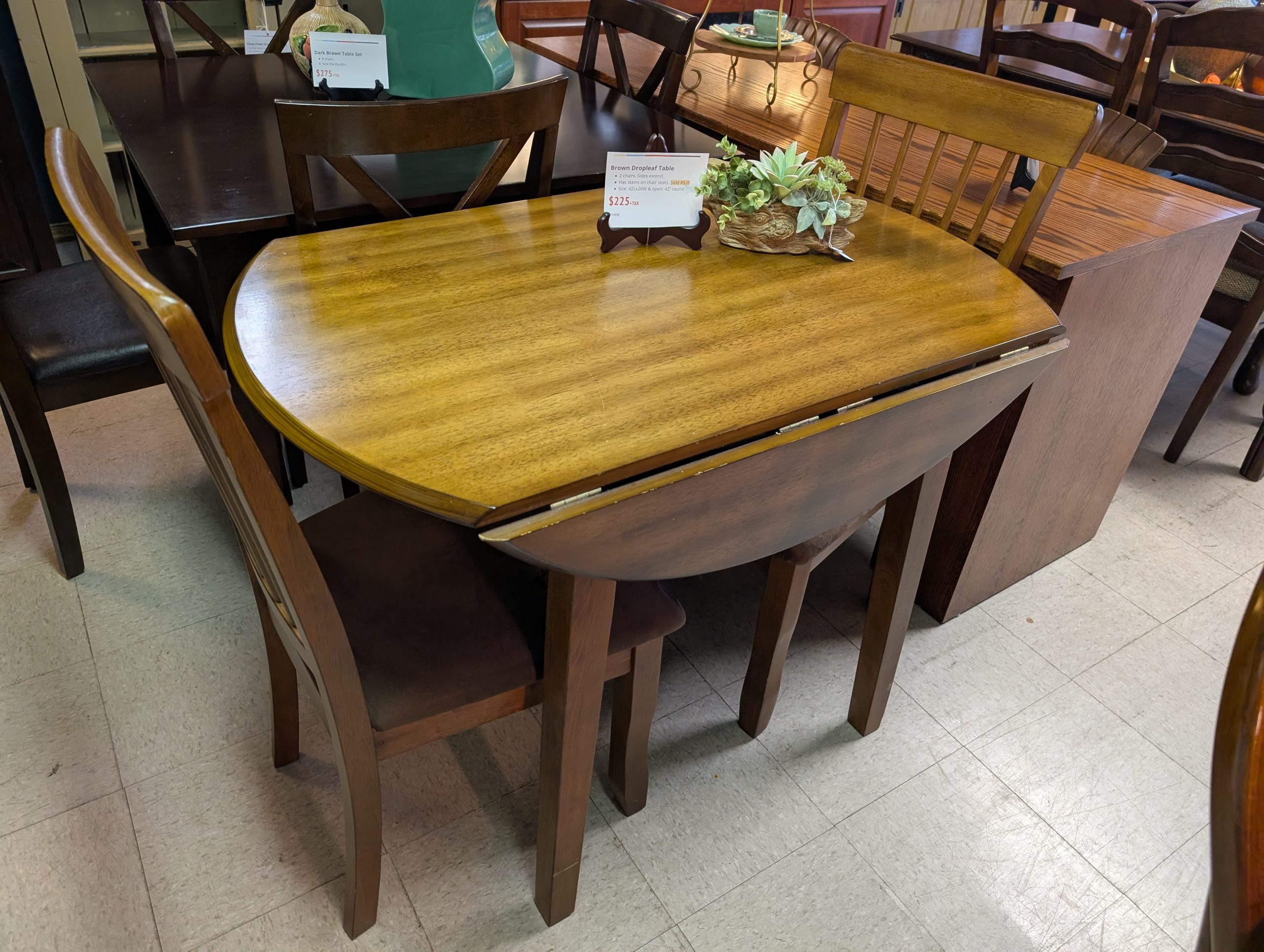 Brown Drop Leaf Table Set