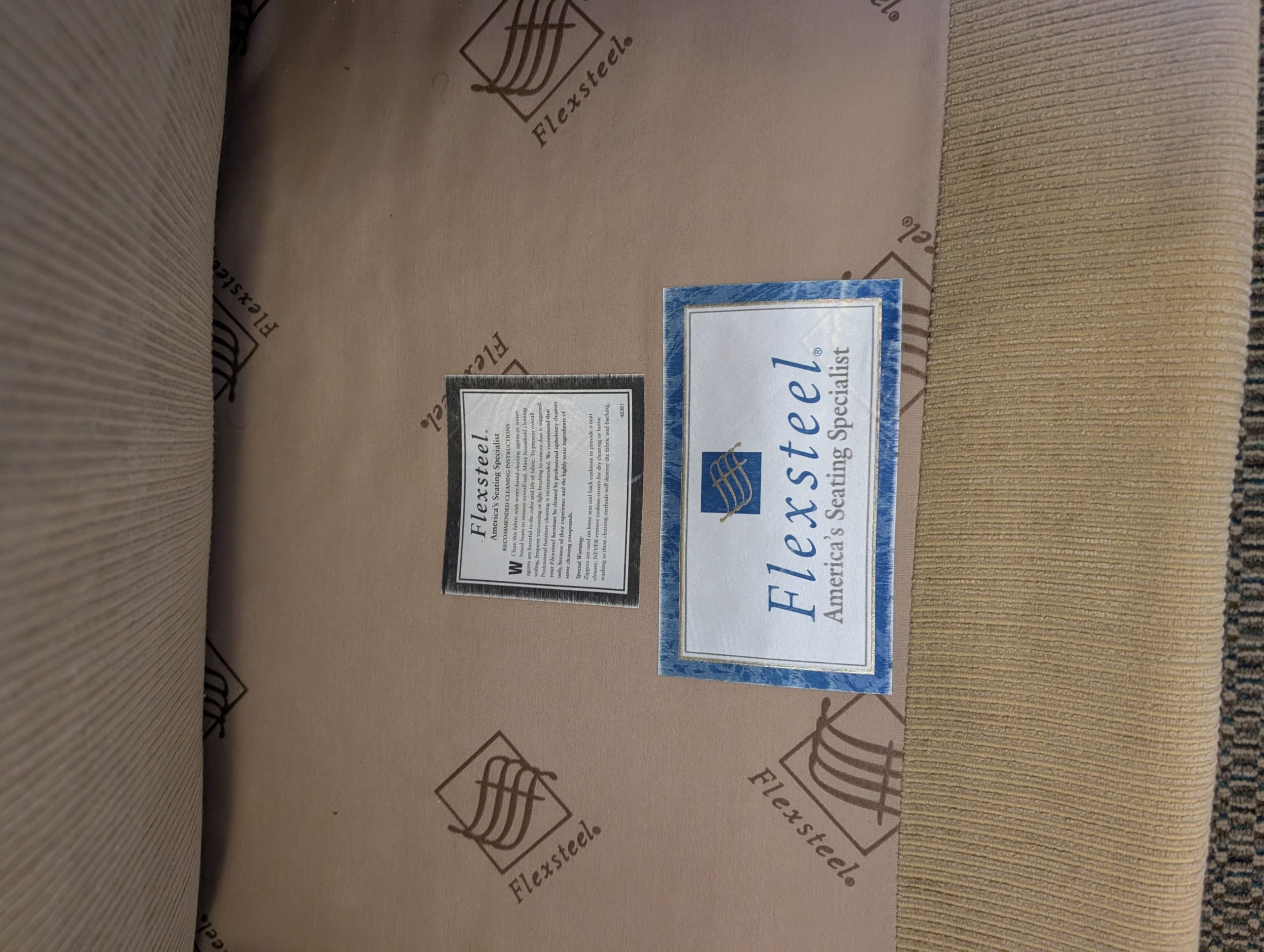 Curved Beige Flexsteel Sofa - Image 3