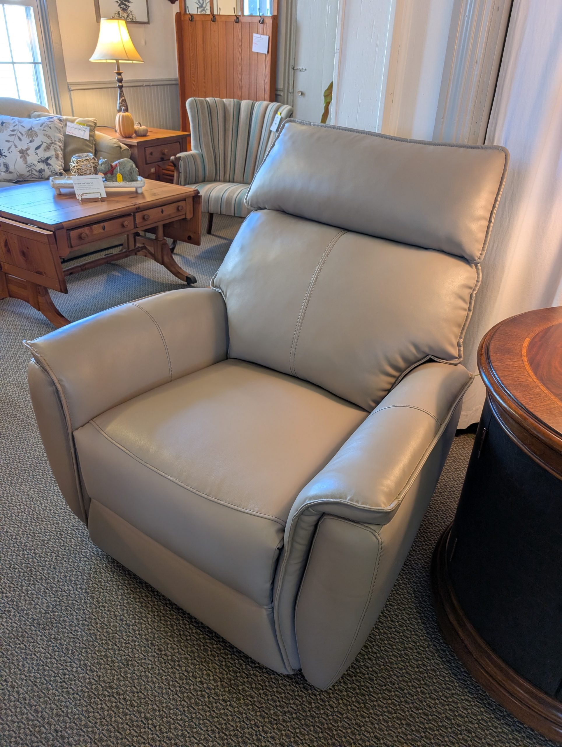 Beige Vinyl Recliner