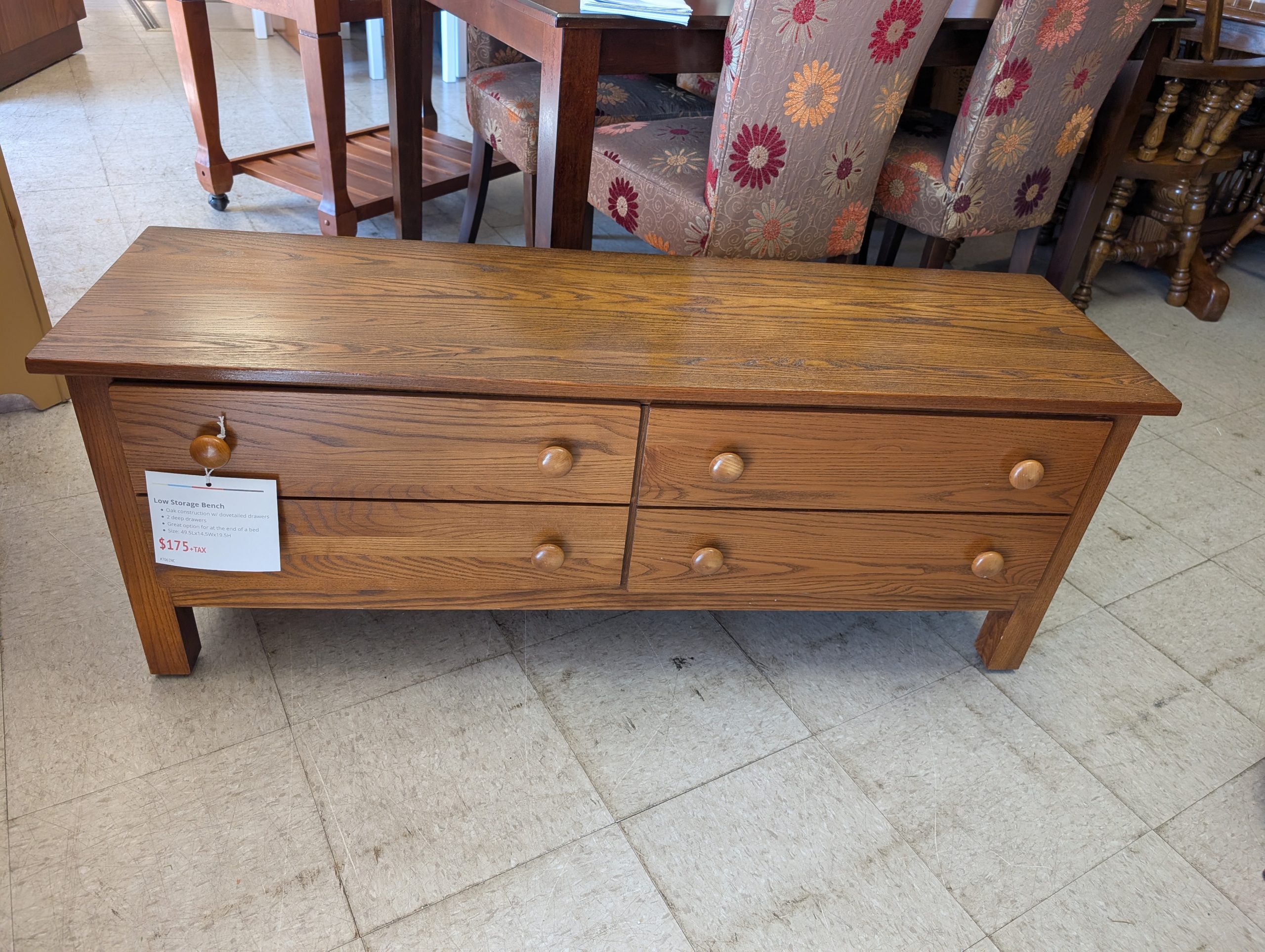 Low Storage Oak Bench