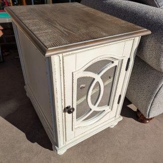 Distressed White End Table